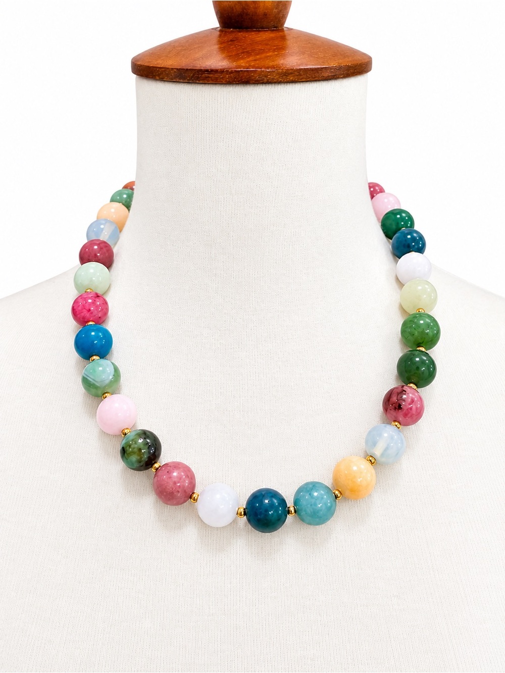 Handmade Glass and Stone Multicolor Beaded Statement Necklace - Women Jewelry